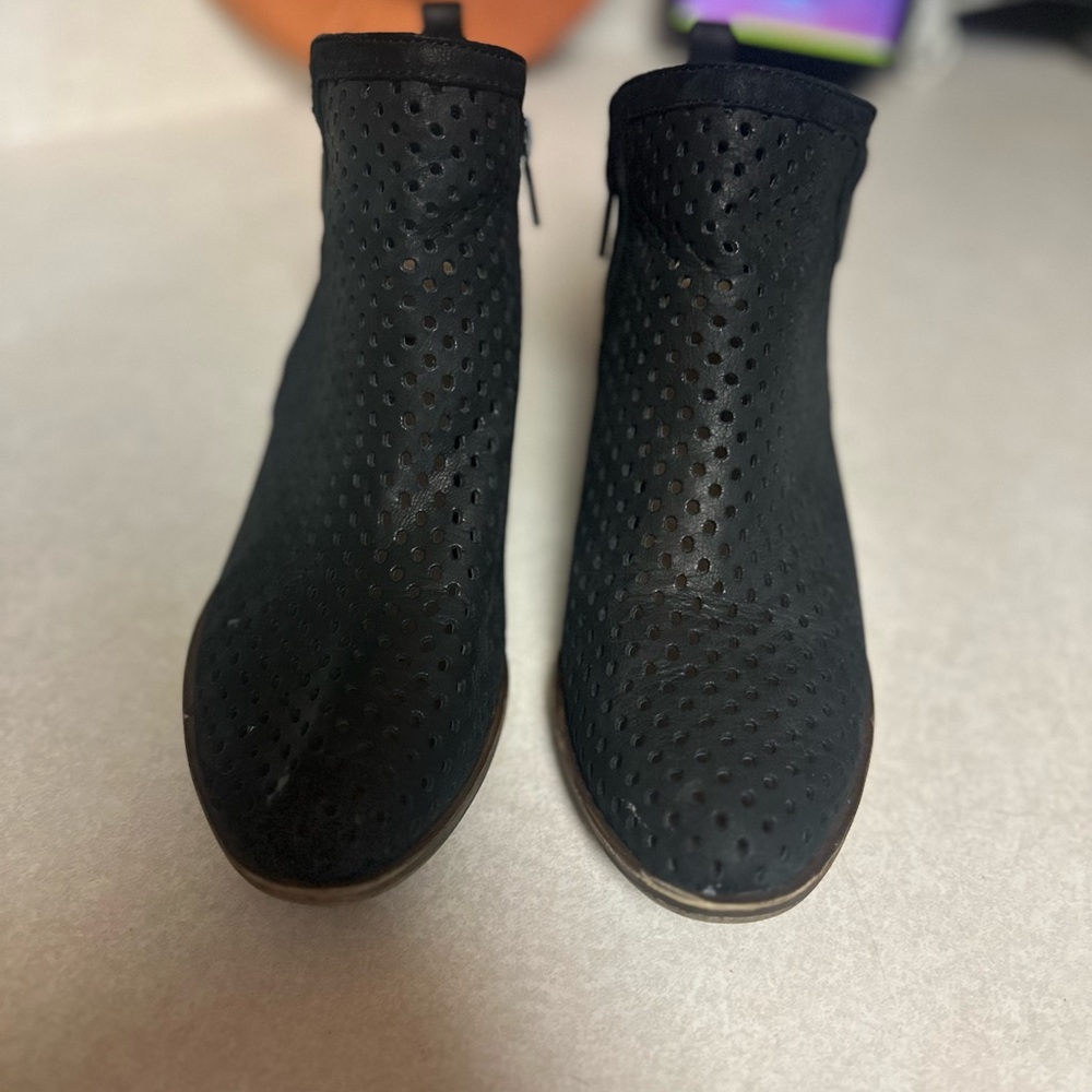 Lucky Brand Black Perforated Ankle Booties